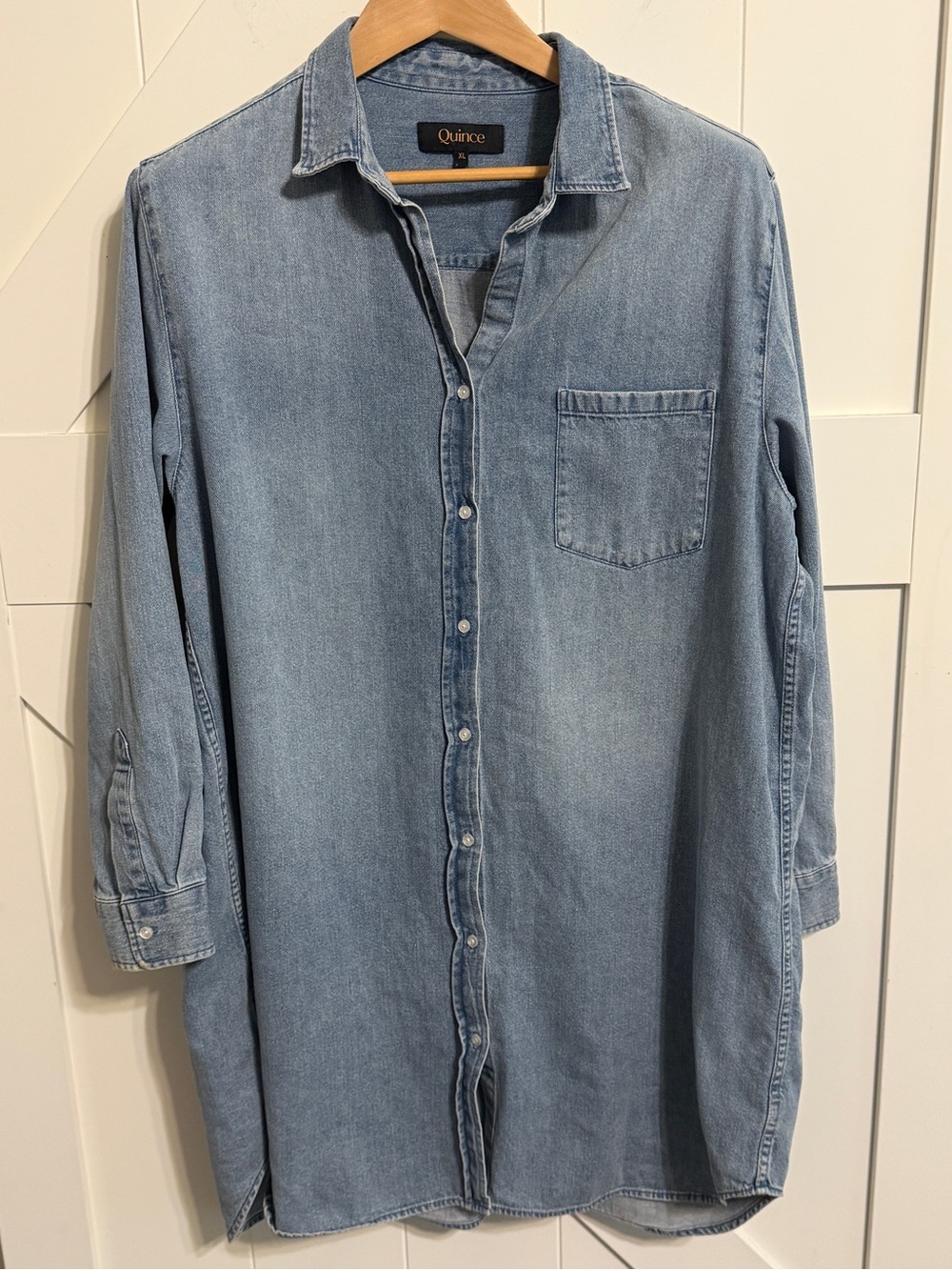 Quince 100% Cotton Denim Chambray Shirt Dress Blue Women’s Size XL